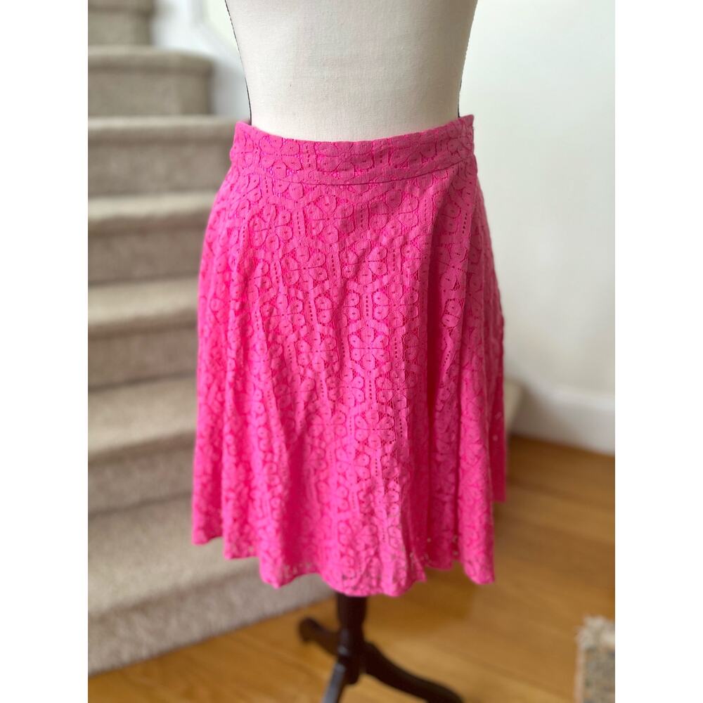 Lilly Pulitzer Hot Pink Floral Lace A-Line Knee Length Skirt